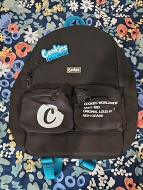 Cookies Smell Proof Black Backpack with Blue Accents